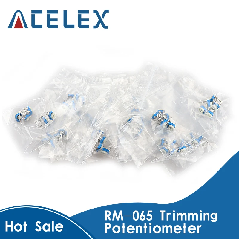 

130pcs Trimming Potentiometer RM-065 top adjustment 100ohm-1Mohm RM065 Variable Resistors Assorted Kit 13Type*10pcs=130pcs
