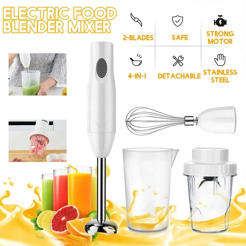 

Immersion Hand Blender 4-In-1 Powerful Speed Control Stick Blender Milk Frother Egg Whisk Puree Infant Food - US Plug