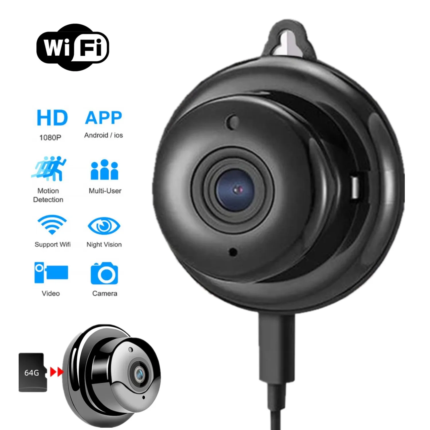 

Wifi IP Camera Outdoor 1080p HD Mini Cam Wireless Infrared Night Vision Action Camara Smart Home Indoor Security Dvr Camcorder