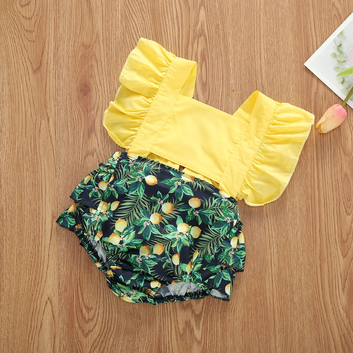 

Newborn Baby Girls Ruffle Tutu Jumpsuits Sleeveless Jumpsuit Printed Bodysuit Casual Outfits Summer Clothes