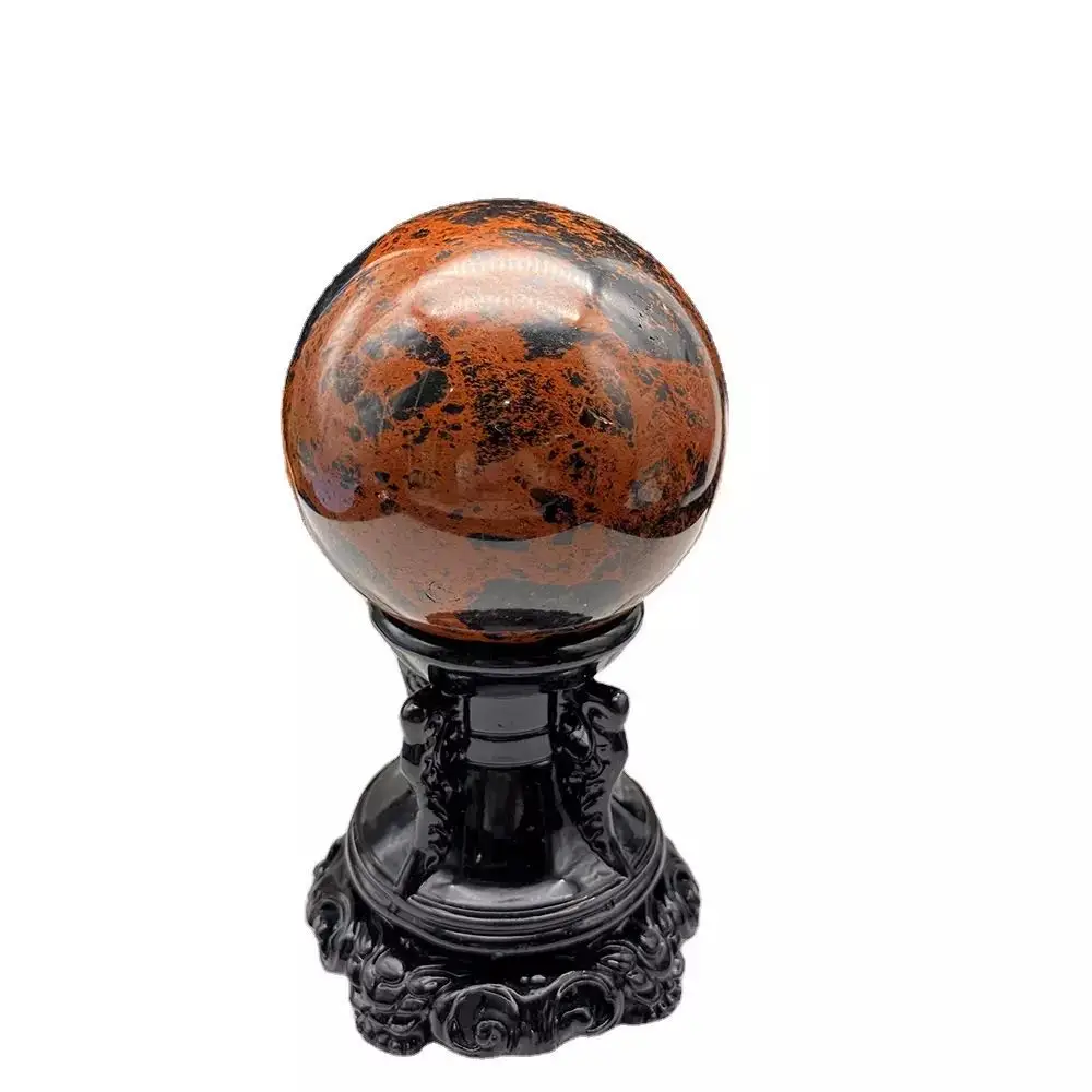 MOKAGY 80-90mm Large Size Natural Red Obsidian Quartz Sphere Crystal Stone Ball Ornaments 1pc