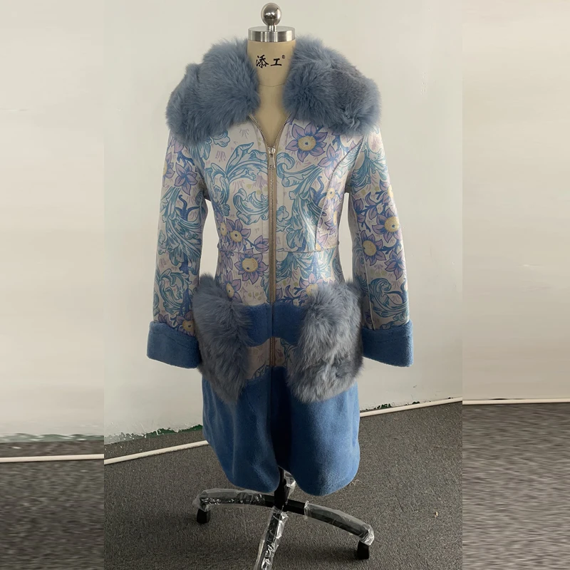 

Женское шерстяное пальто, Элегантное длинное пальто с воротником из лисьего меха, зимняя модная Высококачественная теплая утолщенная курт...