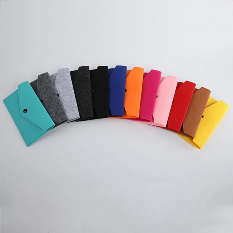 

Felt Coin Wallet Women Men Purse Change Bag ID Credit Card Holder Cash Money Organizer Pouch Long Clutch With Buckle Solid Color