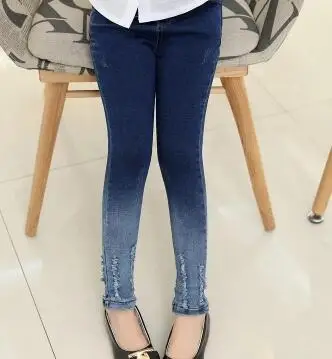 7103 jeans Коллекция года, Осенняя детская одежда джинсы для девочек повседневные тонкие джинсы для маленьких девочек, джинсы для крупных детей длинные штаны - Цвет: 7103 jeans