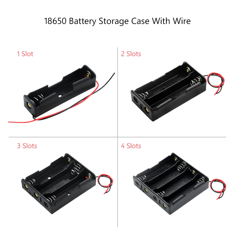 

ABS Plastic 18650 Batteries Container Case 1X 2X 3X 4X 18650 Battery Holder Storage Box Case With DIY Extension Wire Lead