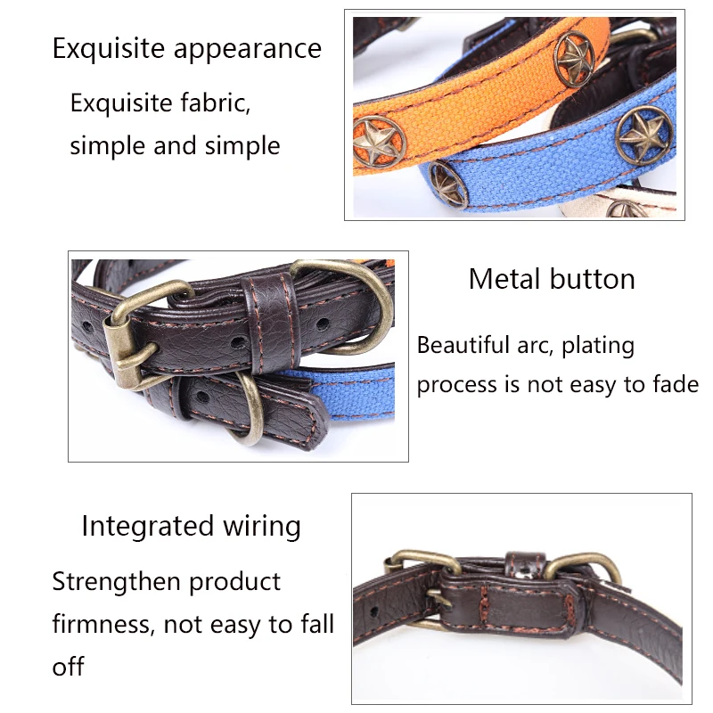 Регулируемый ошейник из искусственной кожи с пентаграммой для кошек 4