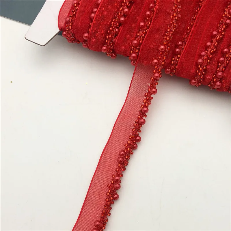 10 ярдов тесьмы бусины цепочка отделка сетка кружевная лента ткань аппликация для