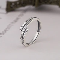 fanru s925 sterling silver punk style retro multi layer letter opening ring resizable punk 925 silver jewelry womens ring