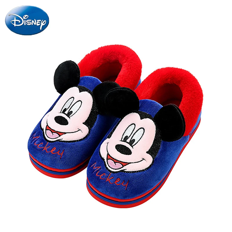 Disney/Детские домашние тапочки для девочек; тапочки с Минни Маус И Микки; Новинка; теплые Нескользящие домашние тапочки для мальчиков и девочек с Микки Маусом; сезон осень-зима