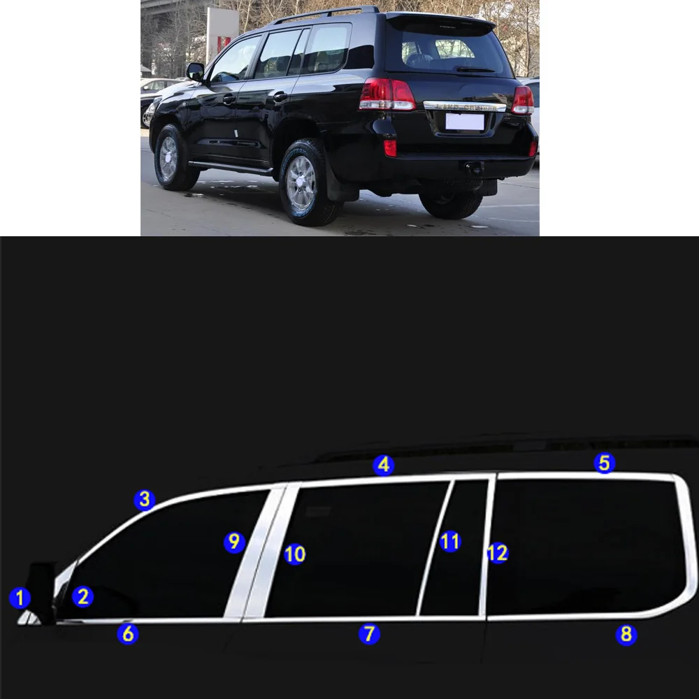 

Sticker Pillar Window Middle Strip Trim Frame For Toyota LAND CRUISER FJ200 LC200 2008-2011 2012 2013 2014-2017 2018 2019 2020