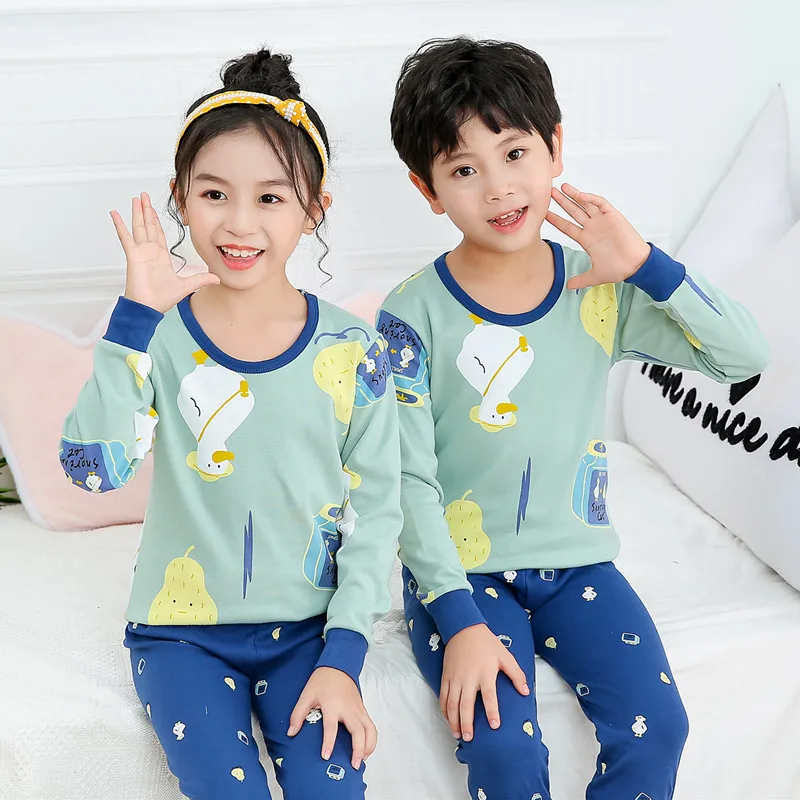 Детская одежда для мальчиков Хлопковая пижама теплый зимний топ с длинными
