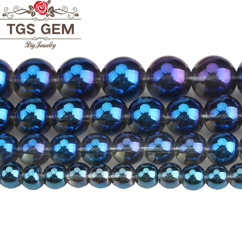 Австрийское стекло кристалл синий AB покрытие круглые свободные бусины 6 8 10 12 мм