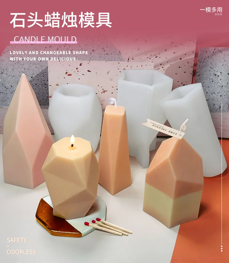 

Geometric Mirror Gems Shape Silicone Candle Mold for DIY Epoxy Resin Aromatherapy Candle Ornaments Soap Mould Handicrafts
