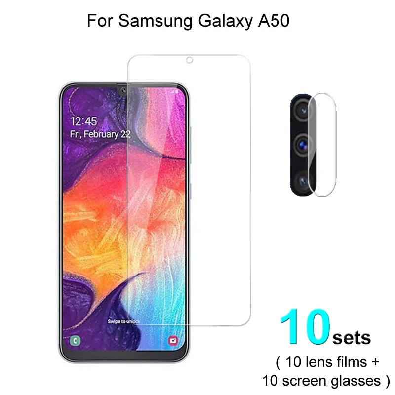 

10 комплектов стекла для Samsung Galaxy A50 пленка для объектива камеры и протектор экрана защитное HD закаленное стекло взрывозащищенное