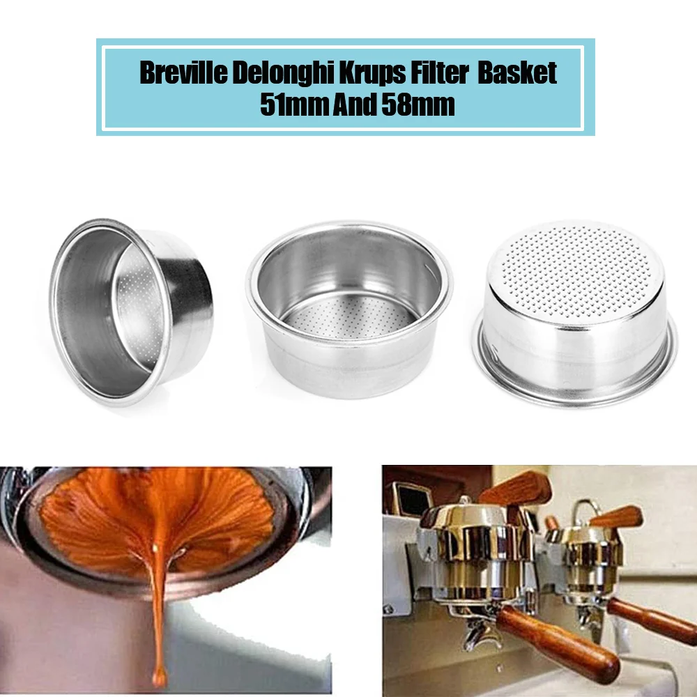 

51mm 58mm Breville Delonghi Filter Krups Coffee Filter Cup Non Pressurized Filter Basket Coffee Products Kitchen Accessories