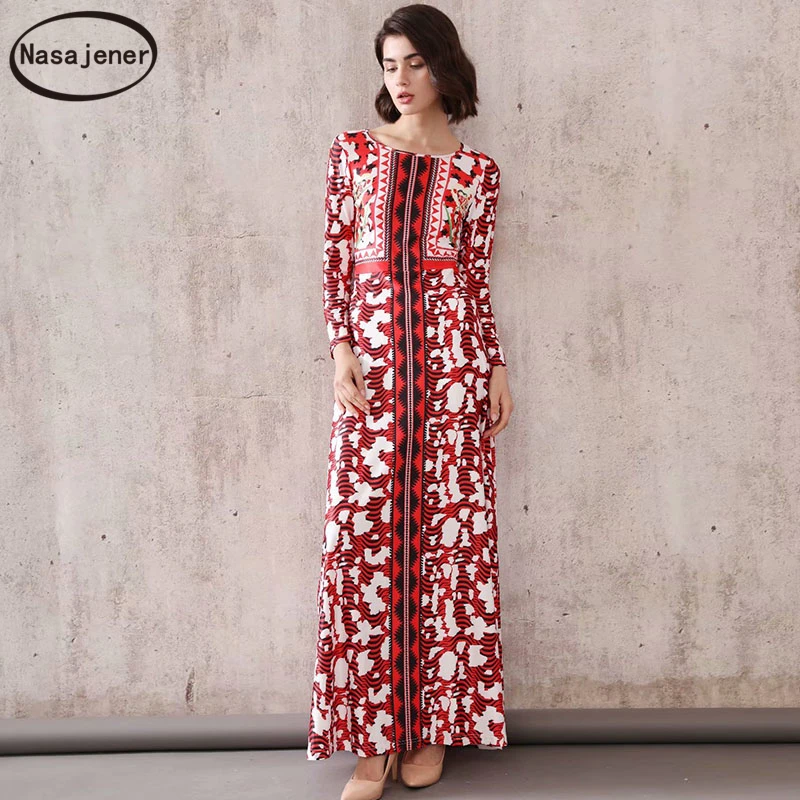 Осеннее Новое богемное Ретро модное темпераментное длинное женское платье с