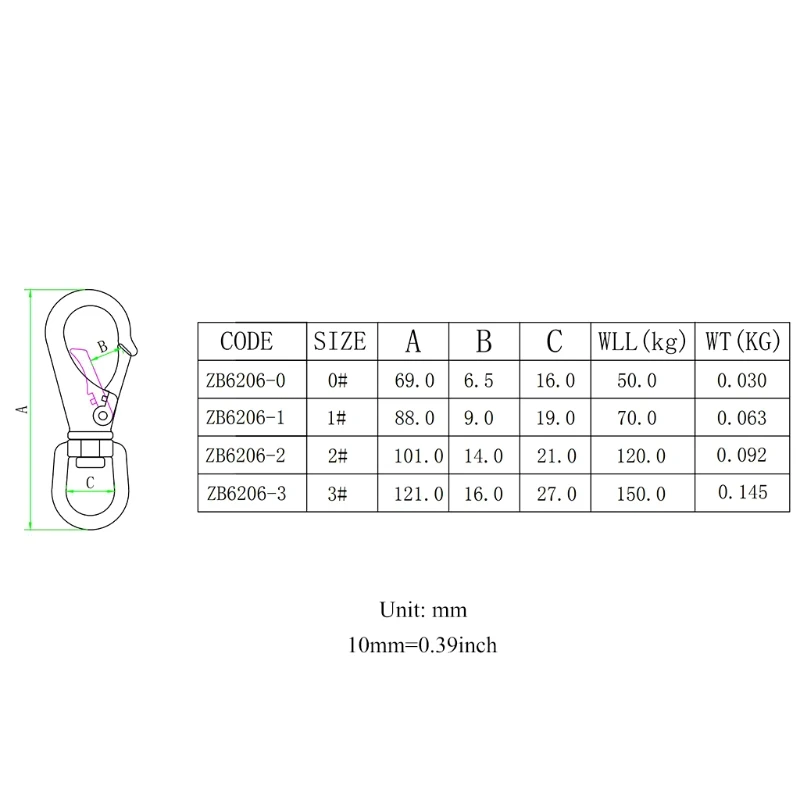 

Stainless Steel Swivel Eye Snap Hook Marine Boat Hardware Spring Buckle Scuba Diving Clip Spring Hooks Strong & Durable