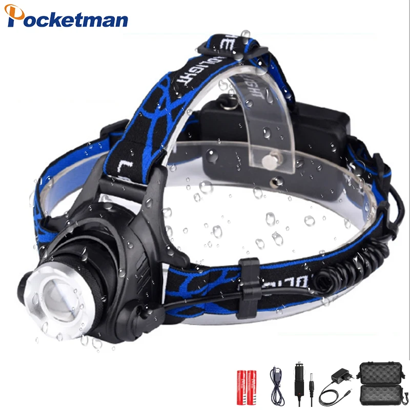 

25000LM Powerful LED Headlamp USB DC Charging Headlight Waterproof Head Lamp Use 18650 Battery Zoomable Head Light for Camping