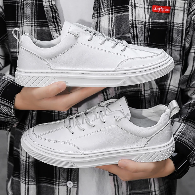 Классические мужские повседневные туфли модные кроссовки на шнуровке кожаные