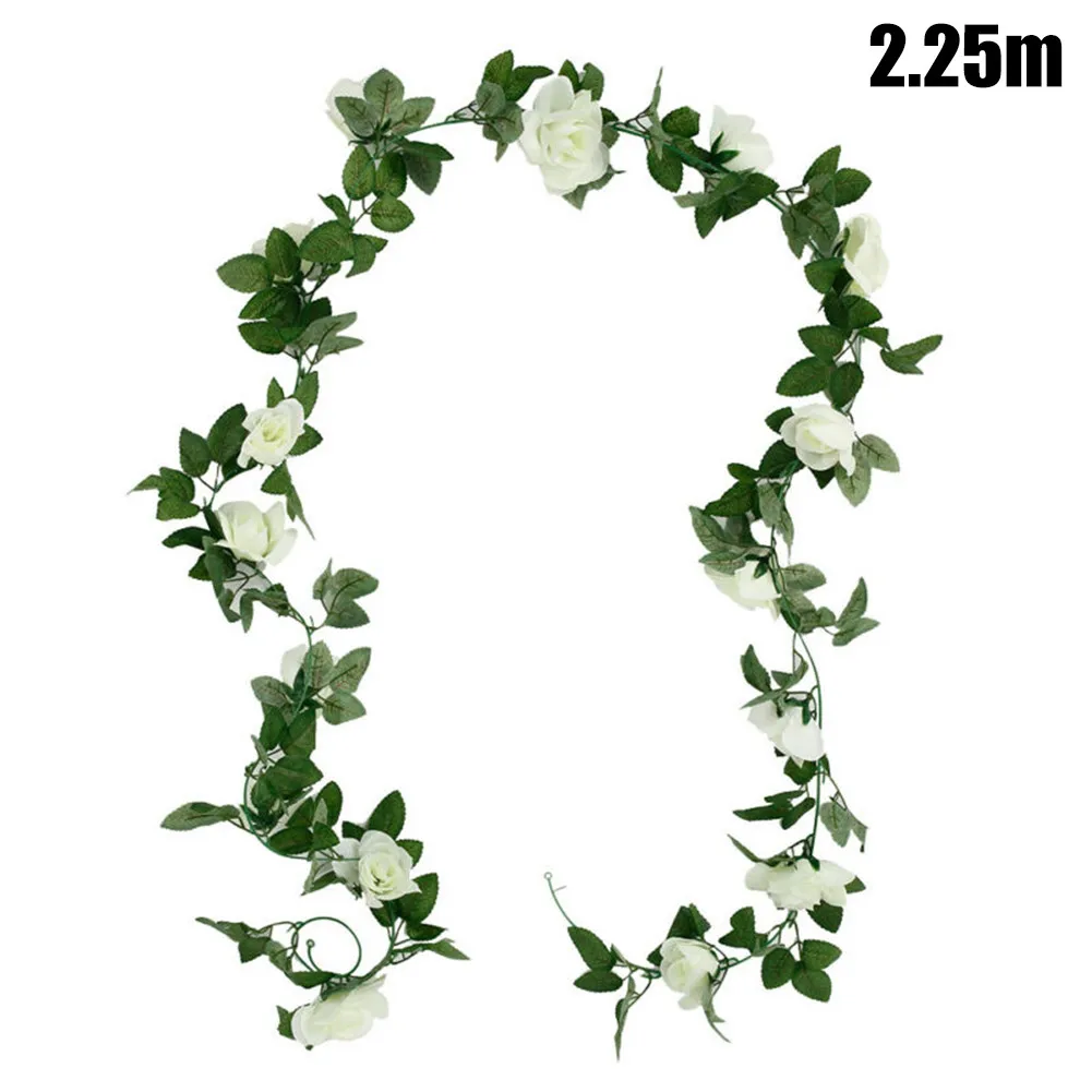 

1 Pc Artificial Flower Rose Vine 16 Heads 7Ft Artificial Faux Silk Flower Rose Leaf Garland Vine Home Decor