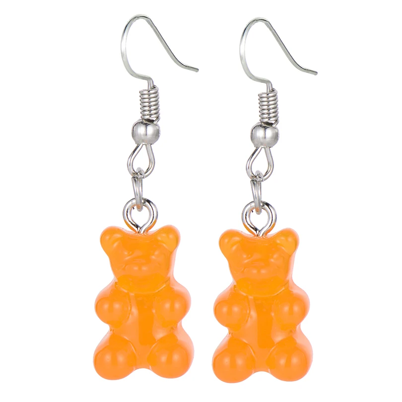orange Милая подвеска-бутылка с фруктами, молоком, чаем, напитком, серьги-капли из смолы, модные карамельные цвета, Желтая Чашка лимона, свисающие серьги для женщин - Окраска металла: orange