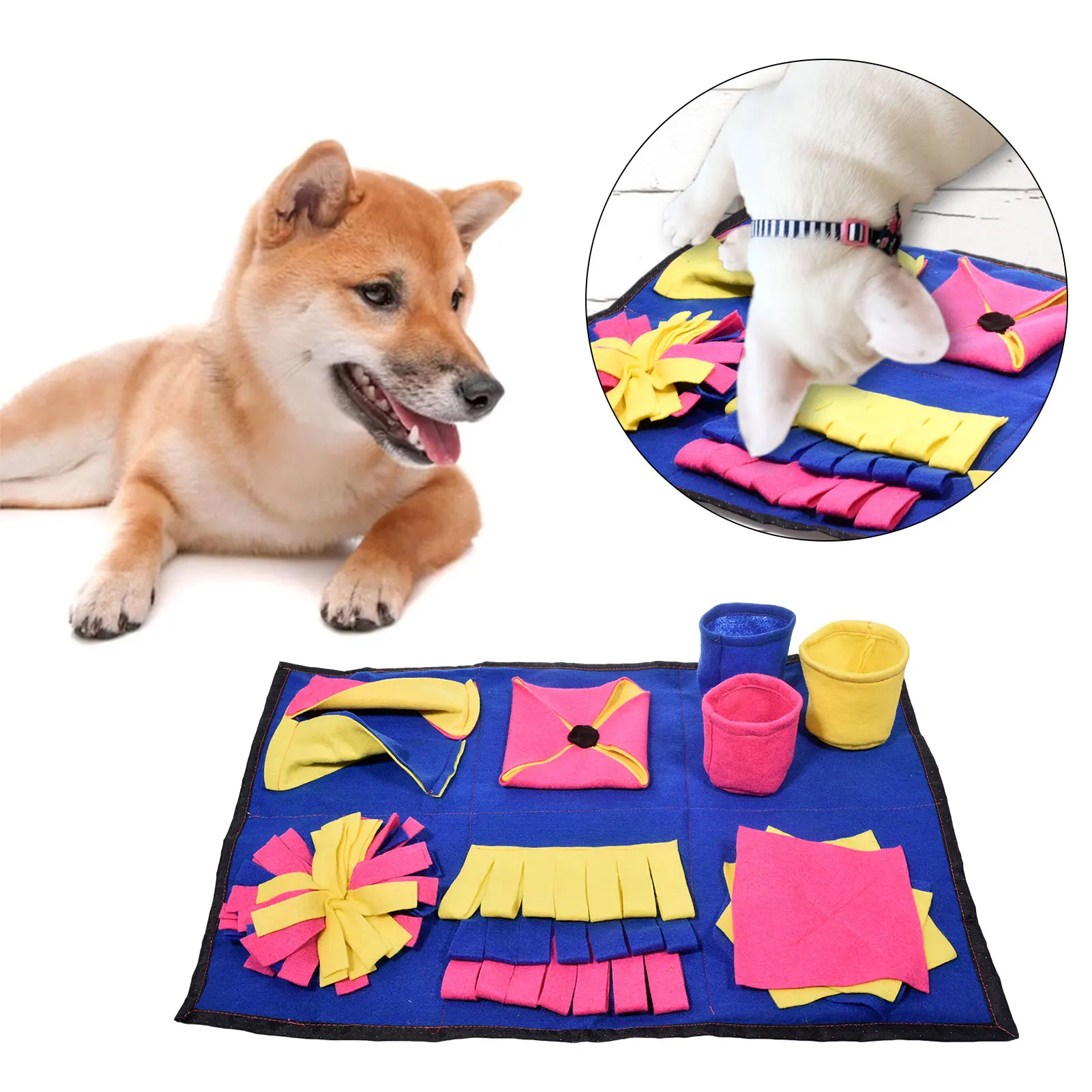 

Pet Dog Snuffle Mat Slow Feeding Mat Washable Foraging Smell Training Puzzle Toy Pet Dog Stress Relief Sniffing Training Blanket
