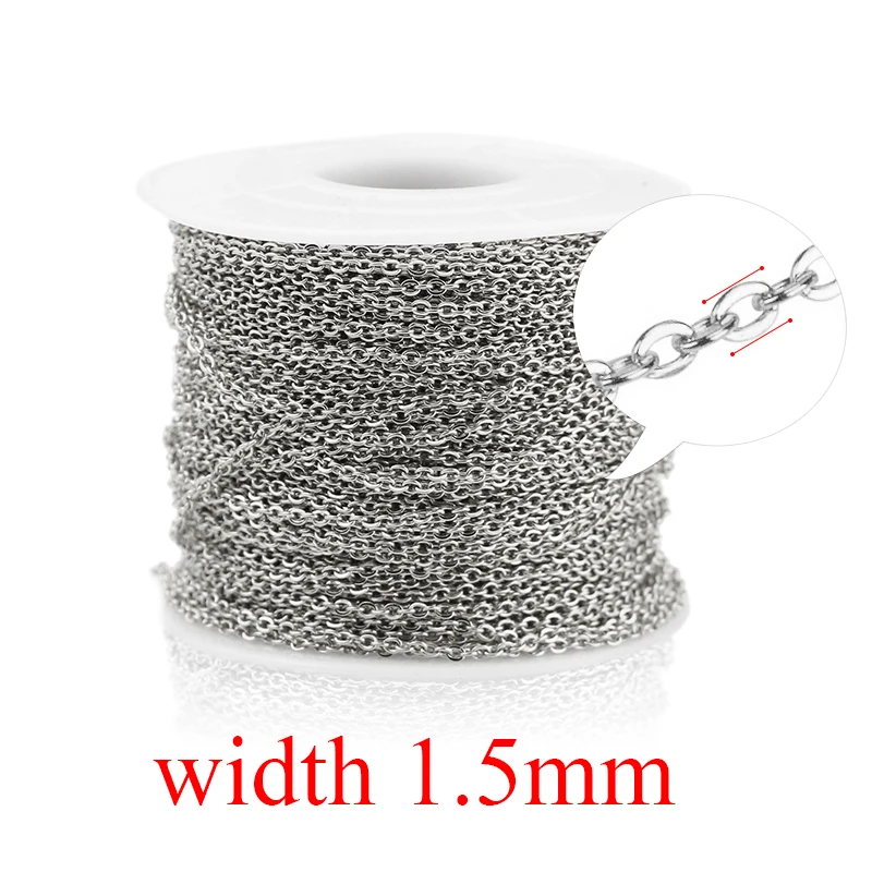 Steel 1.5mm Aiovlo 2 м/лот цепочка из нержавеющей стали оптом для серебряного розового золота 1 мм 1,5 мм 2 мм 2,5 мм Материалы для самостоятельного изготовления украшений - Цвет: Steel 1.5mm