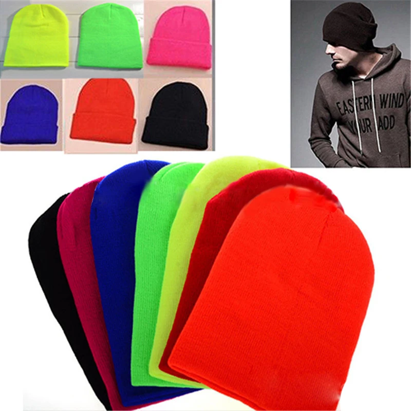 

Women Men New Winter Solid Color Plain Beanie Knit Cap Skull Hat Warm Cuff Blank Beany fashion trendy leisure breathable hat