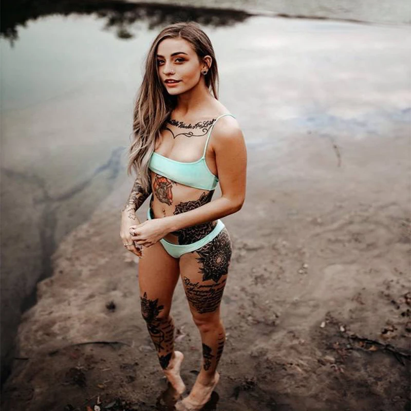 Женский однотонный купальник с чашками пуш-ап и завышенной талией | Спорт