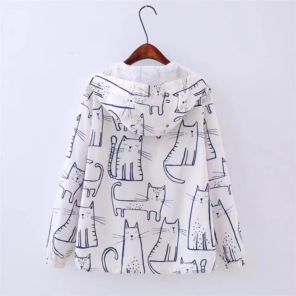Весна осень тонкая куртка пальто для женщин мультфильм Кот горшок Harajuku Kawaii Толстовка граффити бейсбольные куртки пальто Chaqueta Mujer Япония