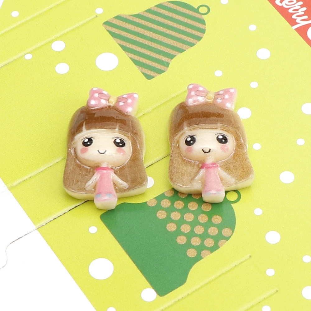 20 шт смешанные смолы маленькая девочка Kawaii выпуклые круглые украшения для одежды