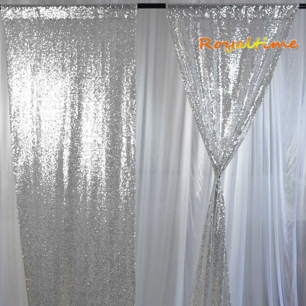 Royaltime 2 шт 2x8ft Серебряный фон с пайетками занавеска Свадебная фотобудка для