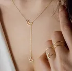 Женское Ожерелье из нержавеющей стали с подвеской в виде Золотой Луны и звезды, ювелирные изделия для простое ожерелье с цепочкой, оптовая продажа