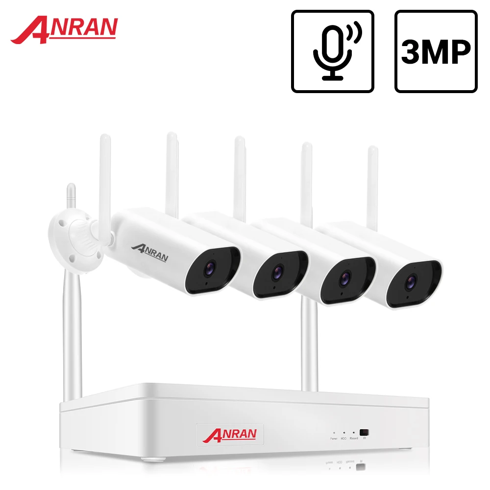 

ANRAN 3MP Wireless Surveillance Camera System Waterproof CCTV System Video Surveillance Kit Audio Camera Night Vision NVR Set