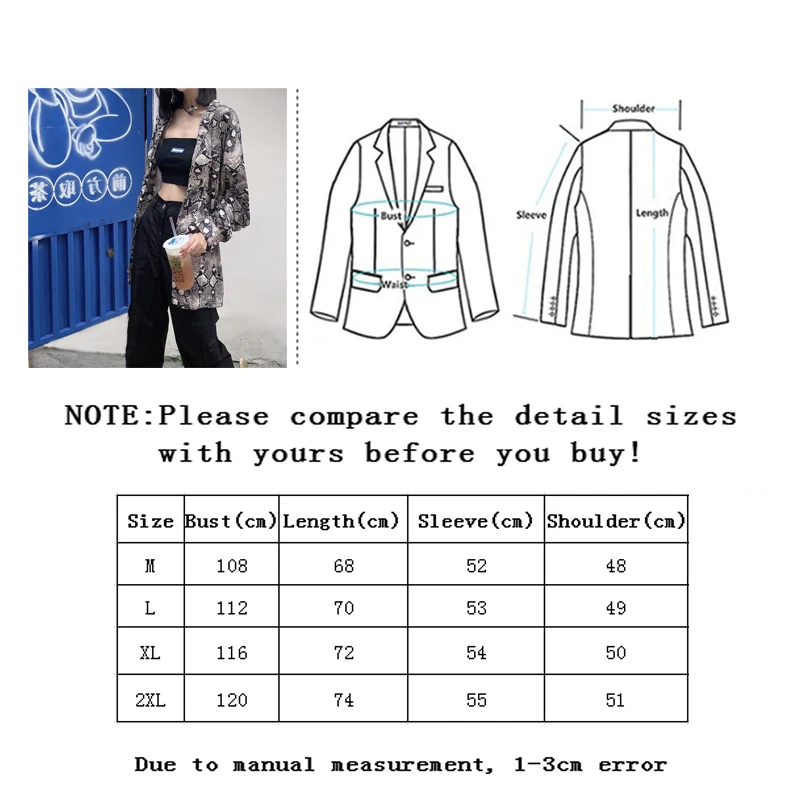 

Zoulv 2021 Single Breasted Turn-Down Collar Loose Oversize Tops New Spring Female Shirt Classic Snakeskin Printted Women Shirt