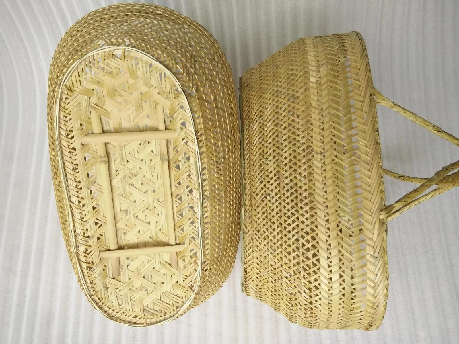 Круглая Большая бамбуковая плетеная корзина, солома из ротанга, ручной работы, органайзер, корзины для хранения хлеба, фруктов, белья, Panier Osier, пикника