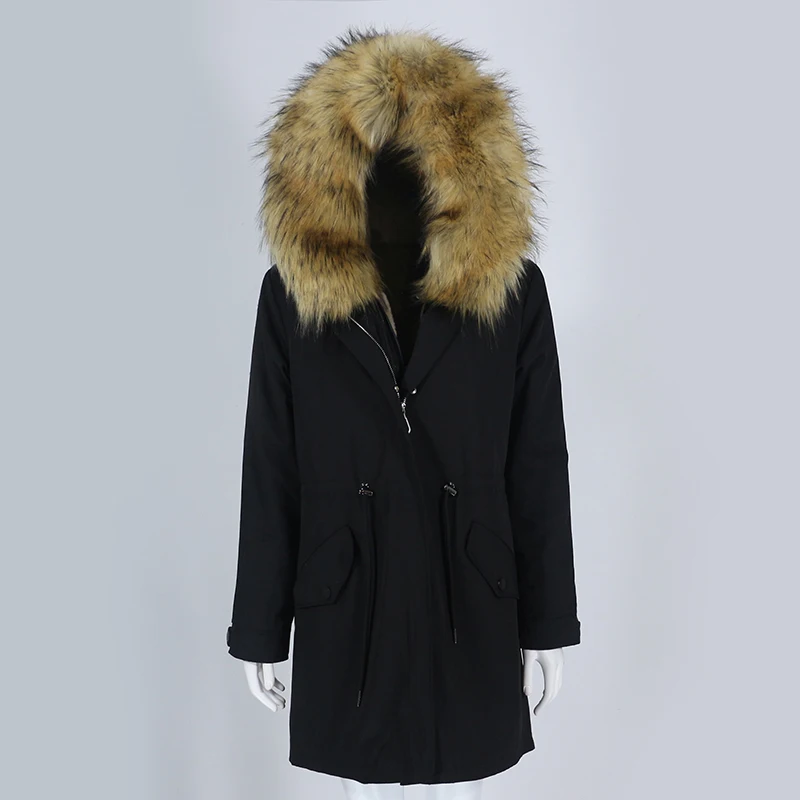 

Парка Furyourself из экомеха 2021, парка с капюшоном из искусственного меха, водонепроницаемое пальто, длинная парка, зимняя куртка, Женская съемна...