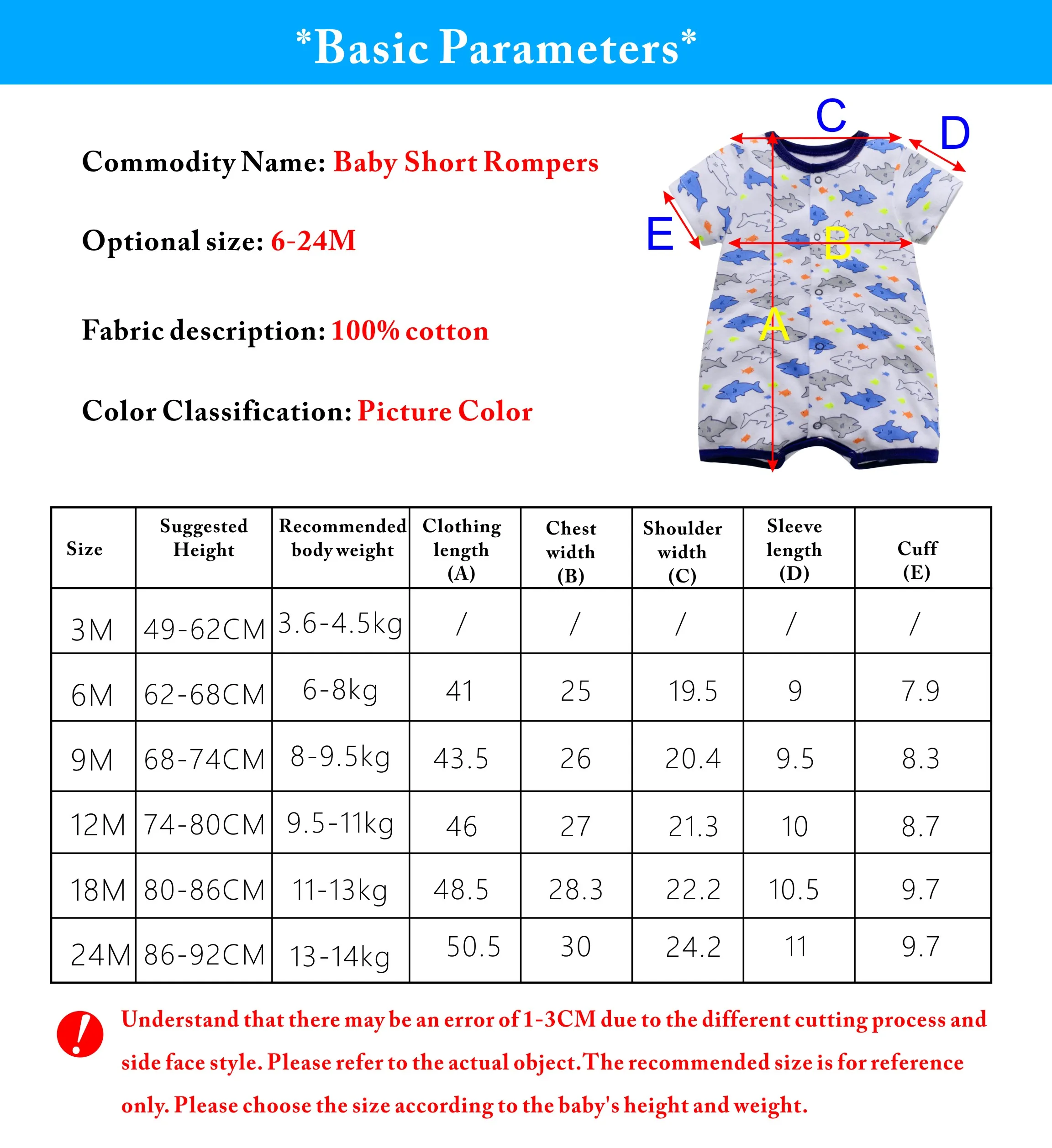 

Summer Cartoon Print Cotton Boys Short Sleeve Romper Newborn Baby Clothes