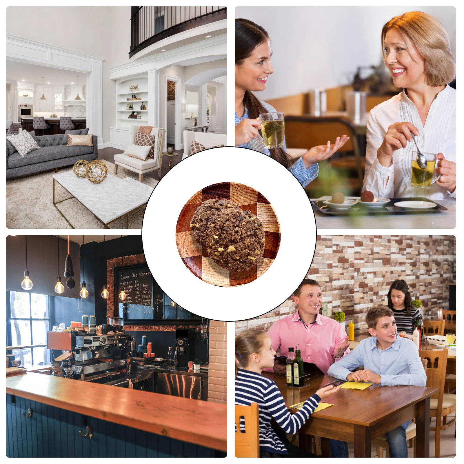 Деревянные тарелки Сращенные деревянные десертные круглые сервировочные лотки