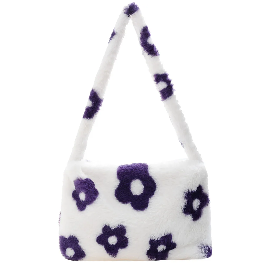 

Women Plush Large Tote Shoulder Underarm Bag Vintage Floral Print Handbag