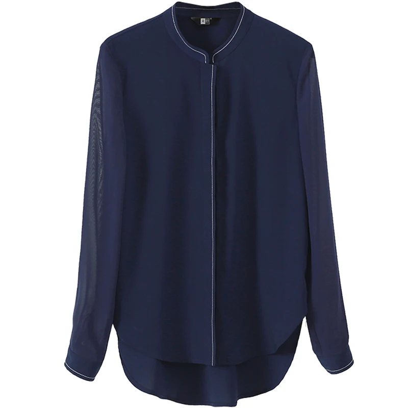

Shirt Women's Long Sleeve 2021 Spring New Trendy Professional Large Size Chiffon Autumn Shirt plus Velvet Thickened Ol Top