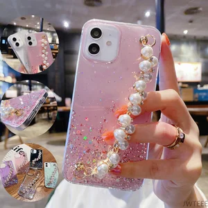 luxury gradient glitter star case for huawei p50 pro p40 lite y7a y7p nova 8i p smart 2021 5g phone covers with pearl bracelet free global shipping