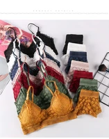 sexy flower lace beautiful back underwear set new comfortable skin friendly womens bra sleep underwear without rims