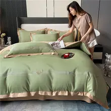 ABAY Juego de cama de algodón Egyption 100S, funda de edredón suave, funda de edredón de lujo, Sábana plana, fundas de almohada, juegos de cama (2)