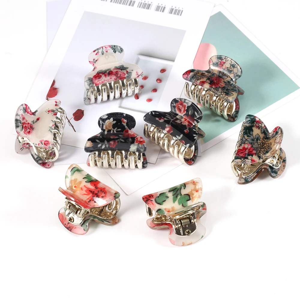 Женская заколка краб для волос с цветами леопардовым принтом|Аксессуары девочек|