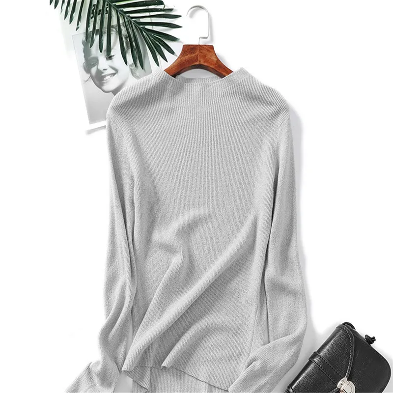 Knitted Women Sweater Solid Pullover Sexy Gold Silver New Round Neck Long Sleeve Autumn Winter Female Casual | Женская одежда