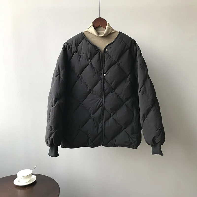 

New 2021 Winter Korean Edition Cotton Suit Short Style Cotton Coat Winter Rhombus Clothes Women
