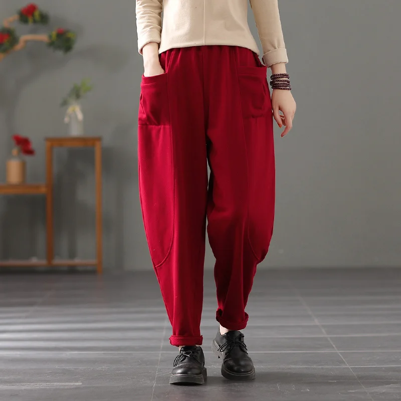 Художественные хлопковые спортивные шаровары в стиле ретро женские свободные