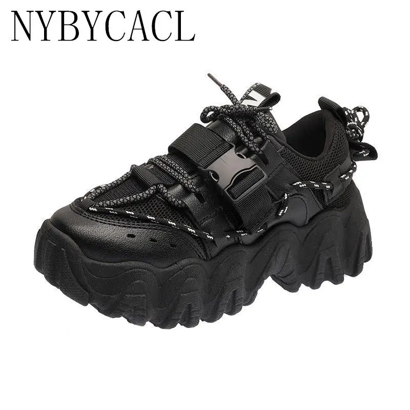 2022 New Spring Fashion Round Head Shoes Lace-up Vulcanized Shoes Baotou Low Cut Comfortable Women's Casual Sports Daddy Shoes