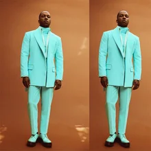 Costume de mariage pour Hommes, 2 pièces, bleu Tiffany, Slim Fit, Blazer personnalisé pour bal de marié, Terno Masuclino  (3)